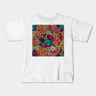 Colorful Roses Pattern design #1 Kids T-Shirt